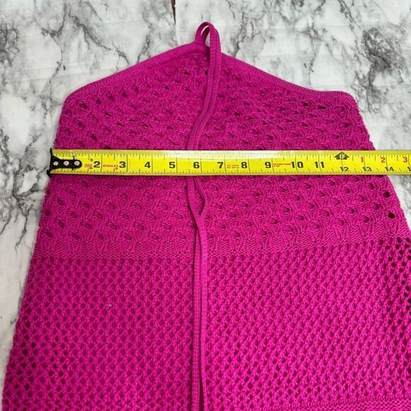 Old Navy Fushia Pink Halter Tie Strap Crochet Mini Dress size Xs vacation casual - Picture 3 of 11